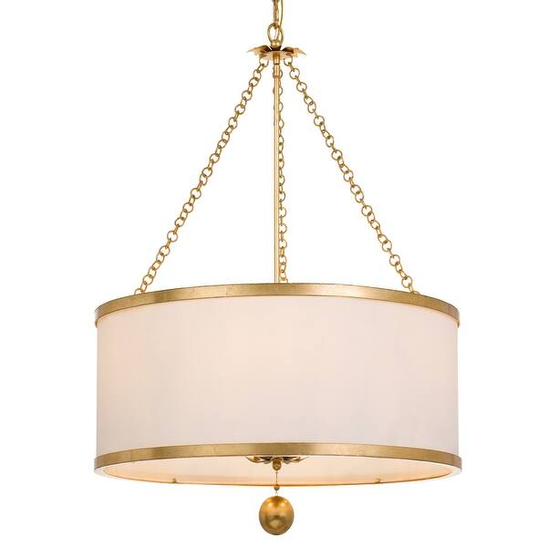 slide 2 of 5, Broche 6 Light Antique Gold Chandelier - 24'' W x 31'' H 24'' W x 31'' H