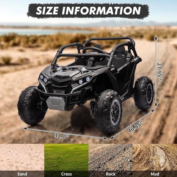 dimension image slide 0 of 5, 2 Seater Kids Electric Utv, 24V 4WD Ride On Car with Remote Control