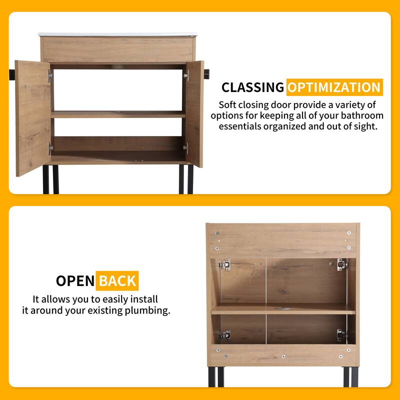 Beingnext 24"/30"/36" Bathroom Vanity with Sink, Freestanding/Floating Bathroom Vanity with Soft Close Door and Adjustable Shelf
