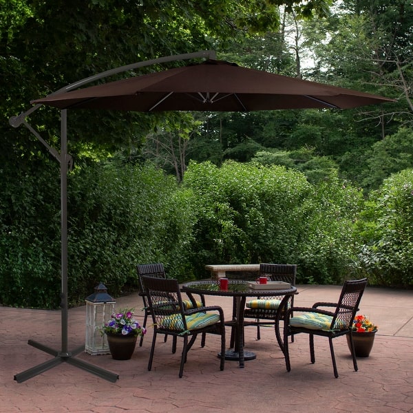 brown offset patio umbrella Rotihom 11FT Solar Powered LED Light Cantilever with Base Included, Large Cantilever Umbrella with 360Rotation, Heavy-Duty Outdoor Umbrella for Patio,Pool,Backyard (Champagne) : Patio, Lawn & Garden Enhance your outdoor experience with the 120 in Costway 8 x 8 FT