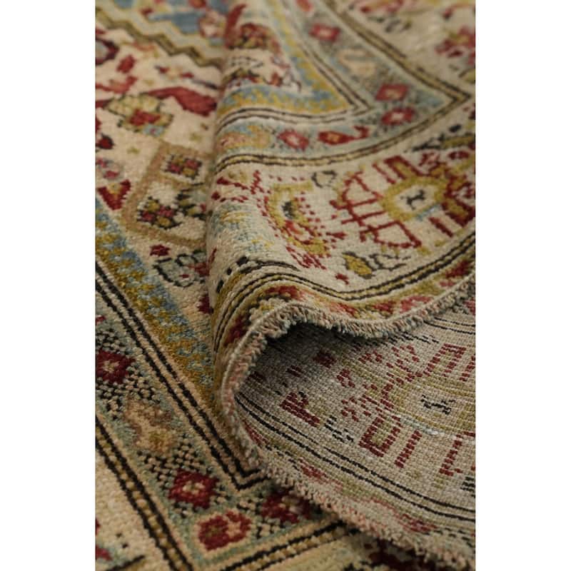Hand Knotted Oriental 100% Wool Carpet Traditional Geometric Navy Blue & Blues Malayer Runner Rug - 15' 10'' X 3' 1''