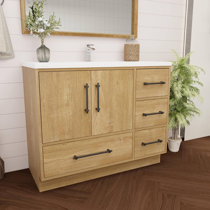 Victoria 42'' R Drawer Freestanding Vanity with Reinforced Acrylic Sink - 41.5