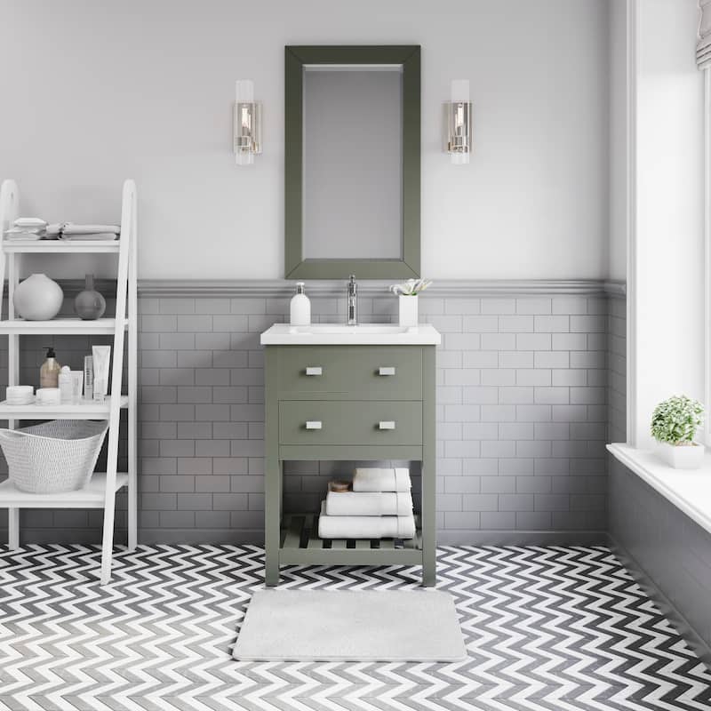 Viola 24 In. Integrated Ceramic Sink Top Vanity in Glacial Green