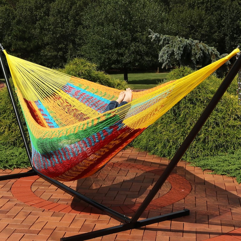 Sunnydaze XXL Thick Cord Mayan Hammock & Hammock Stand