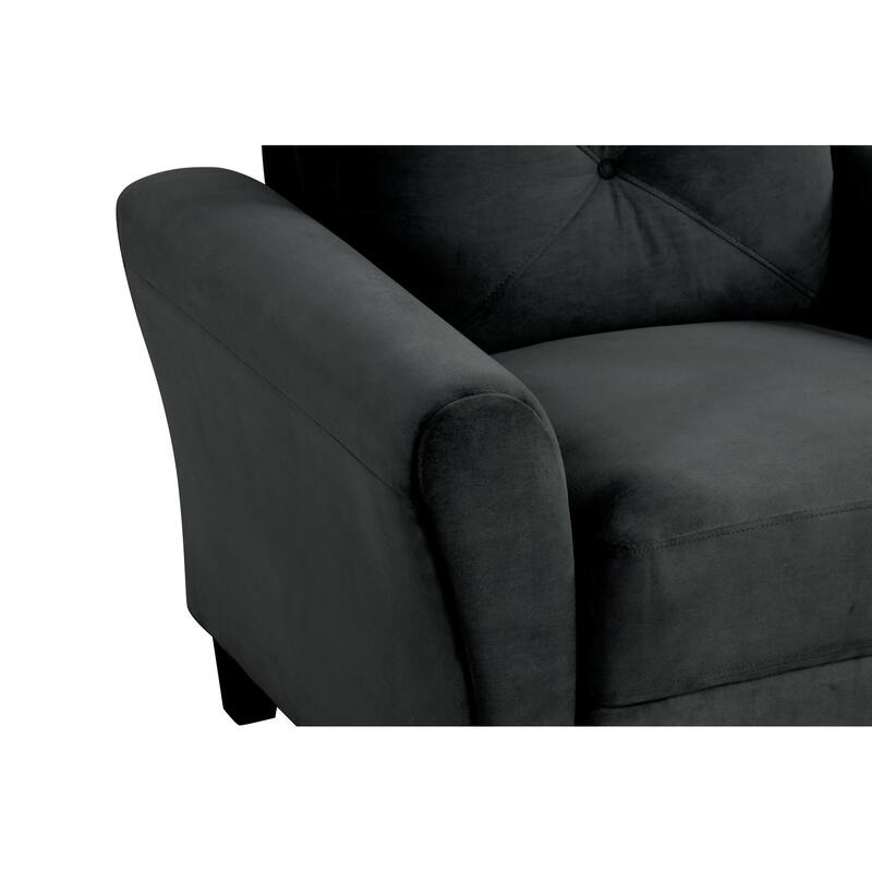 Black Velvet Sectional Couch for Small Spaces