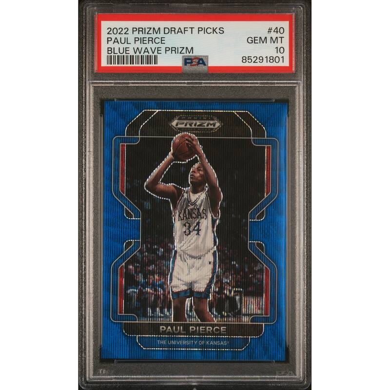 Paul Pierce 2022 Panini Prizm Blue Wave Basketball Card 40 Graded PSA 10 133/249 - 8'6" x 11'6"