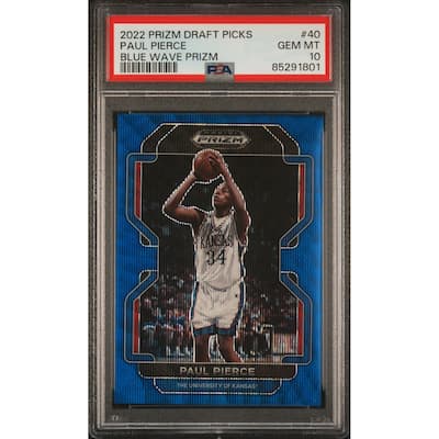 Paul Pierce 2022 Panini Prizm Blue Wave Basketball Card 40 Graded PSA 10 133/249 - 8'6" x 11'6"