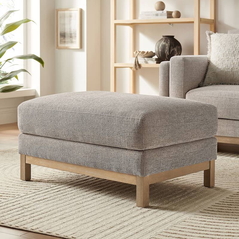 Roscoe Upholstered Ottoman - Pewter
