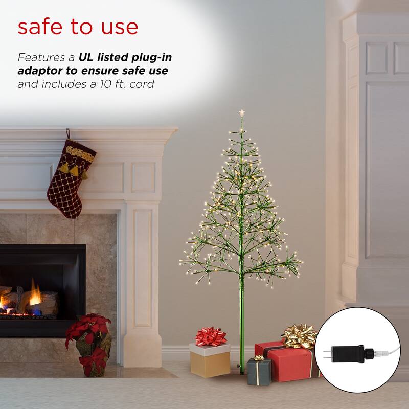 Alpine Corporation 53"H Indoor/Outdoor Artificial Christmas Tree with LED Lights