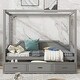 preview thumbnail 4 of 16, Grey Wooden Canopy Daybed with 3 in 1 Storage Drawers,Twin