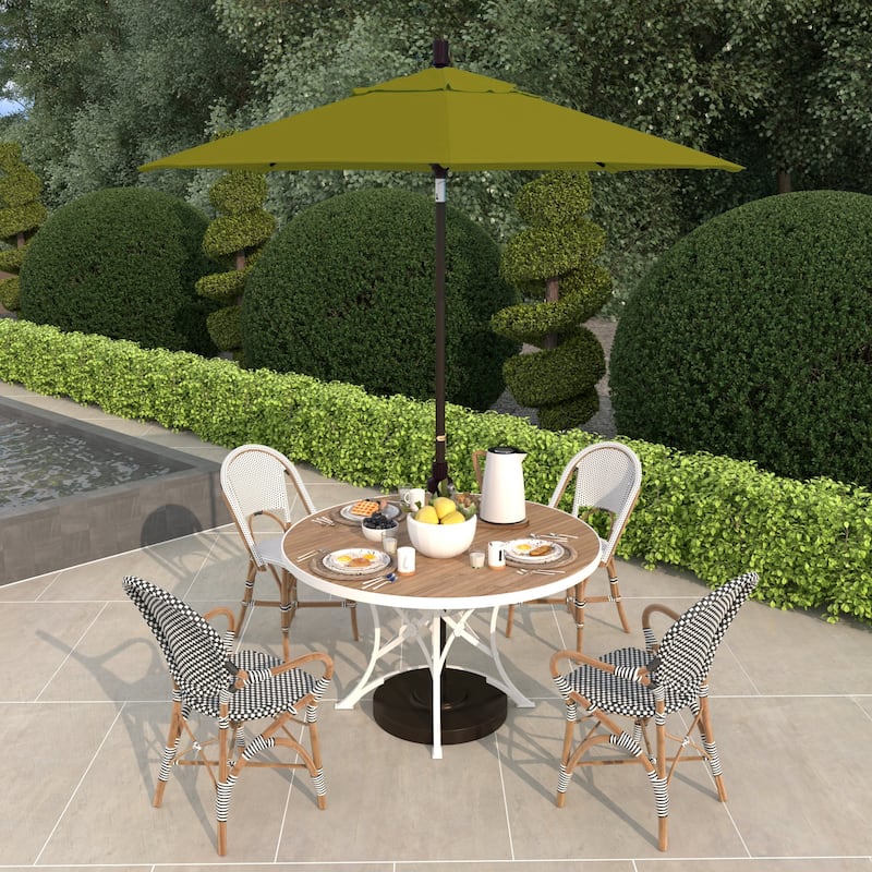 California Umbrella 7.5' Sun Master Patio Umbrella Bronze Aluminum Pole Fiberglass Ribs Crank Lift Tilting Olefin Royal Blue