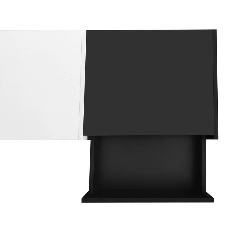 Two-Tone TV Stand with Open Storage, Wood Media Console for TVs Up to 80", Wide Top Media Console Table for Living Room
