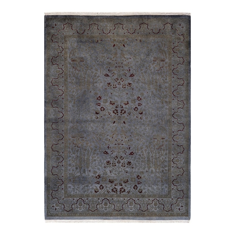 Overton Hand Knotted Wool Vintage Inspired Modern Contemporary Overdyed Gray Area Rug - 4' 3" x 5' 10"
