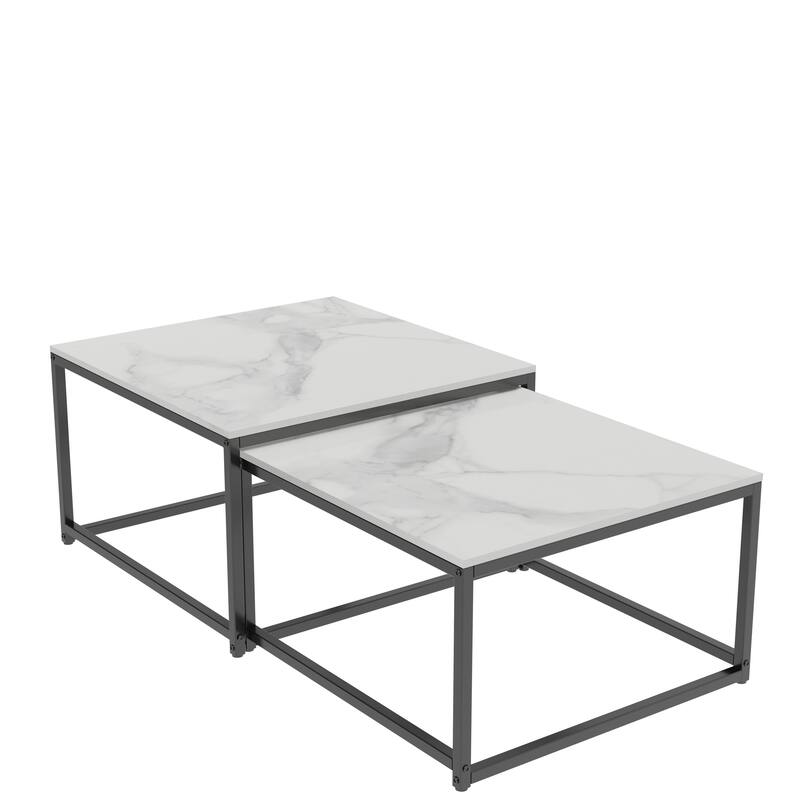 Square Sintered Stone top Nesting Coffee Table (Set of 2) - 27.5" x 18.9"