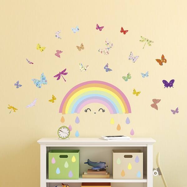 slide 2 of 6, Walplus Colorful Rainbow Butterflies Kids Wall Sticker Nursery Decor