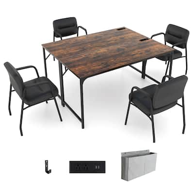 Costway Set of 2/4/6 Meeting Room Desk with Charging Station &