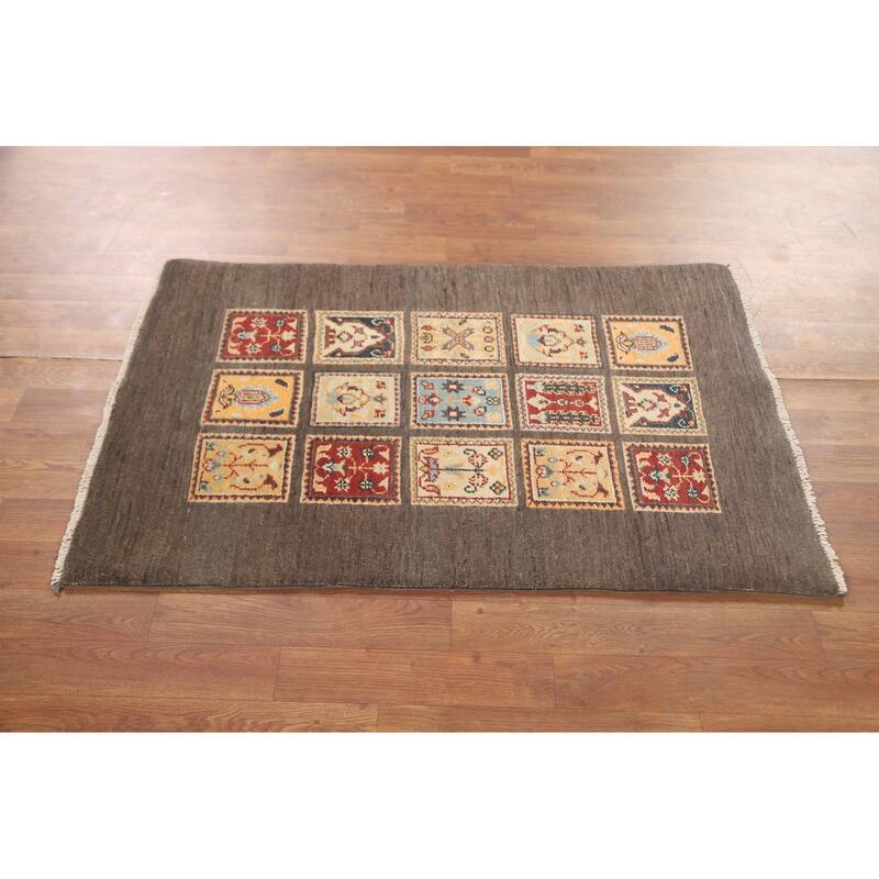 Brown Kazak Accent Rug Handmade Wool Carpet - 2'7" x 4'0"