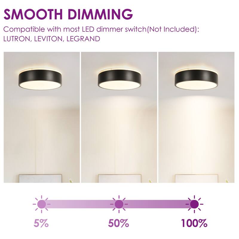 11.81 in. Modern Drum Metal Integrated LED Flush Mount Ceiling Light