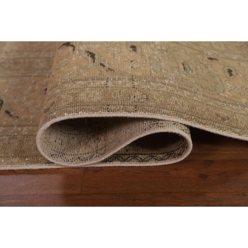 Antique Distressed Tabriz Persian Area Rug Handmade Wool Carpet - 9'10" x 12'9"