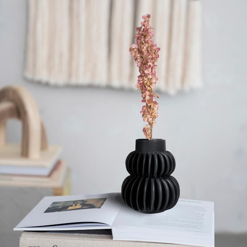 Decorative Pleated Stoneware Vase