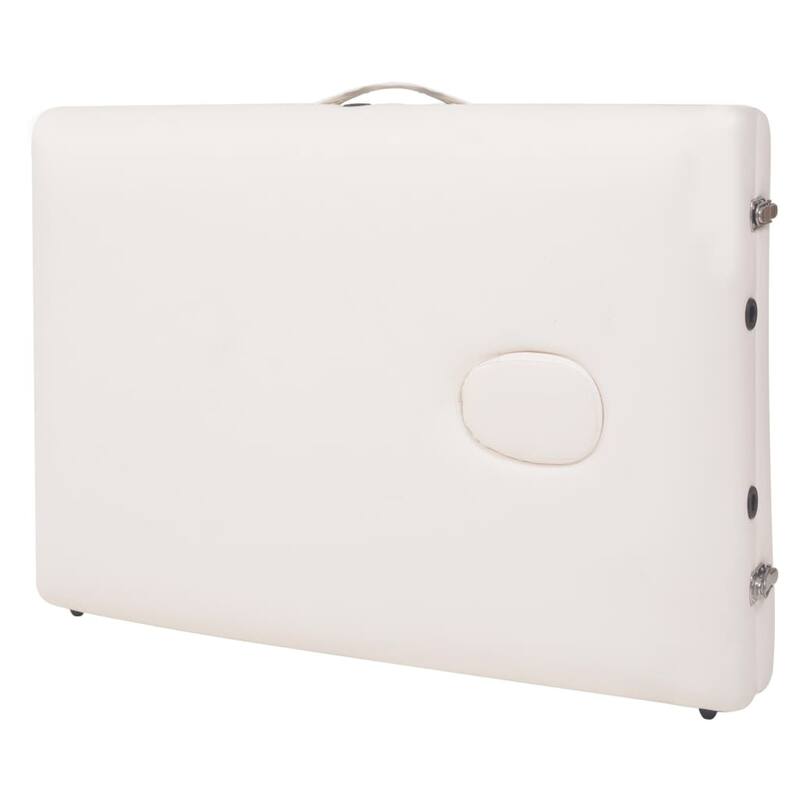 vidaXL 2-Zone Folding Massage Table and Stool Set 3.9" Thick White/Black