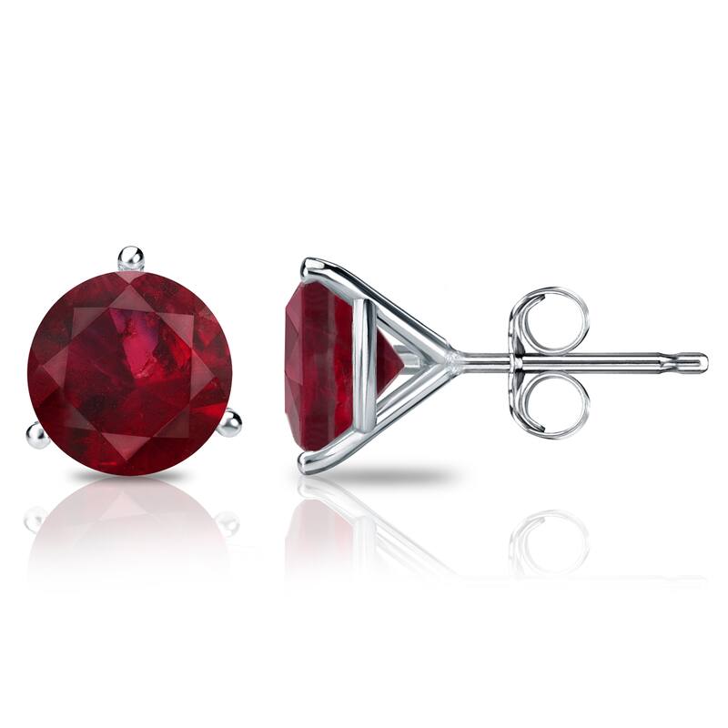 Auriya 14k Gold 1 1/4ctw Solitaire Ruby Gemstone Stud Earrings Martini-set