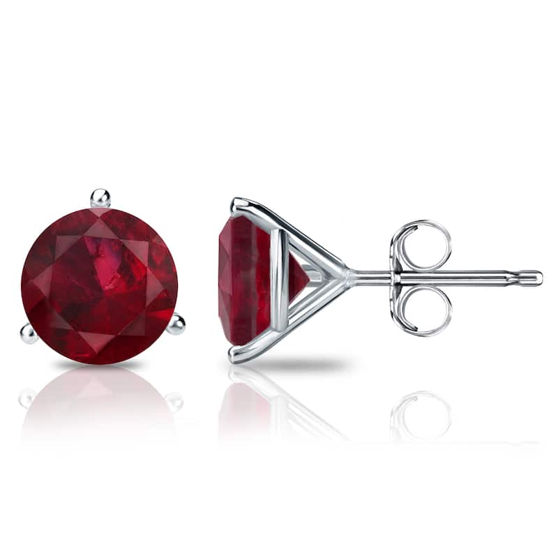 Auriya 14k Gold 2/5ctw Solitaire Ruby Gemstone Stud Earrings Martini-set
