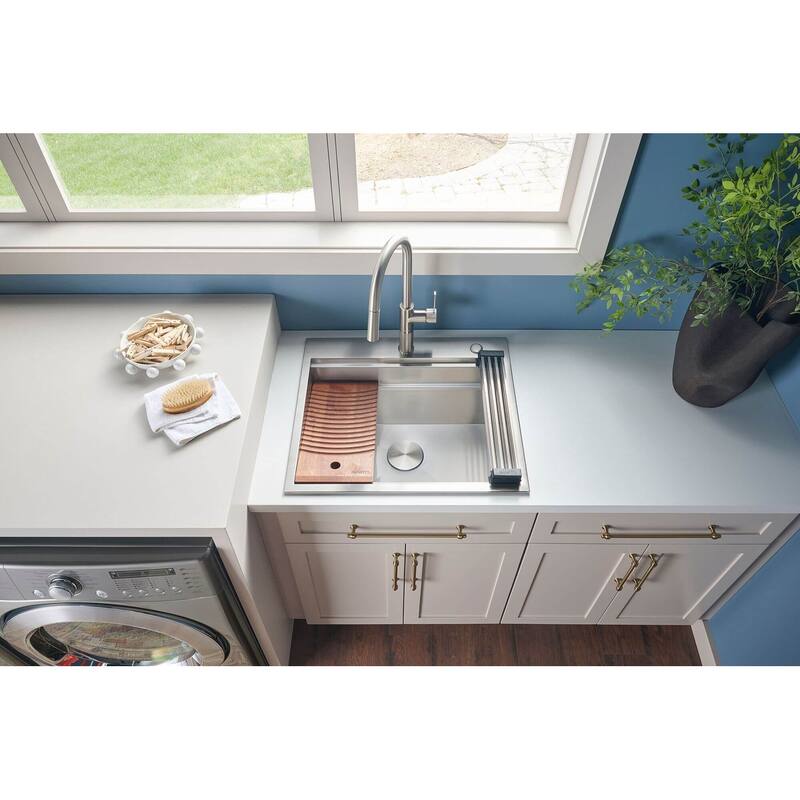 Ruvati 25 x 22 x 12 inch Deep Laundry Workstation Sink Topmount Stainless Steel - RVU6553