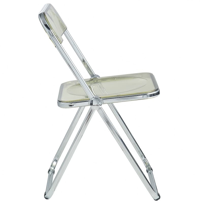 LeisureMod Lawrence Acrylic Folding Dining Chairs and Dining Table Set