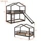 preview thumbnail 5 of 11, Twin Over Twin Bunk Bed with Roof, Slide and Ladder, Solid Pine Wood House Bed with Full Length Railings, Multiple Installation