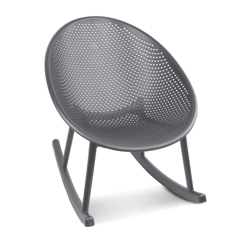 Mid-Century Modern Plastic Rocking Lounge Chair Plastic Legs with Breathable Perforated Egg Shaped Seat for Indoor/Outdoor Use