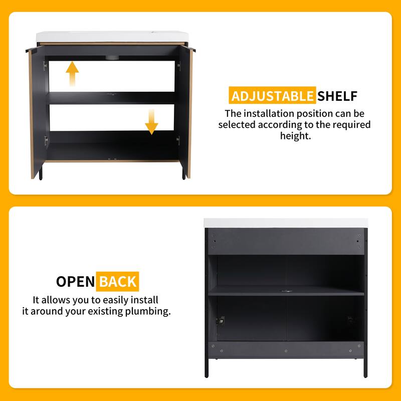 Beingnext 24"/30"/36"/48"/60" Bathroom Vanity with Sink, Freestanding Bathroom Vanity with Soft Close Door and Shelf