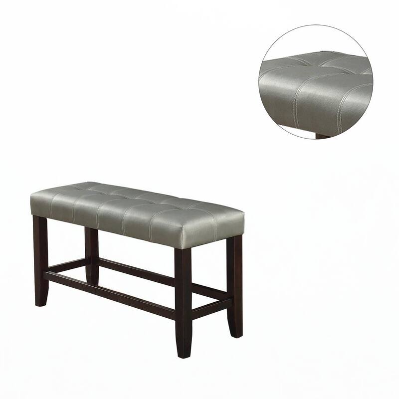 Counter Height 1pc Bench Silver Faux Leather