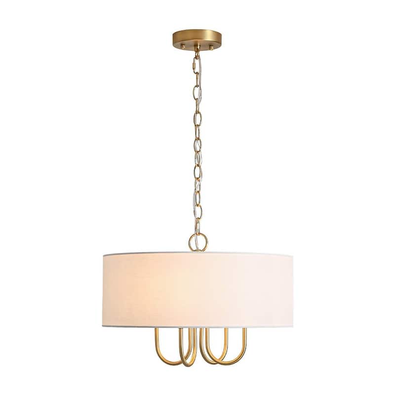 Modern Farmhouse 4-Light Drum Linen Shade Chandelier - 17.7 in