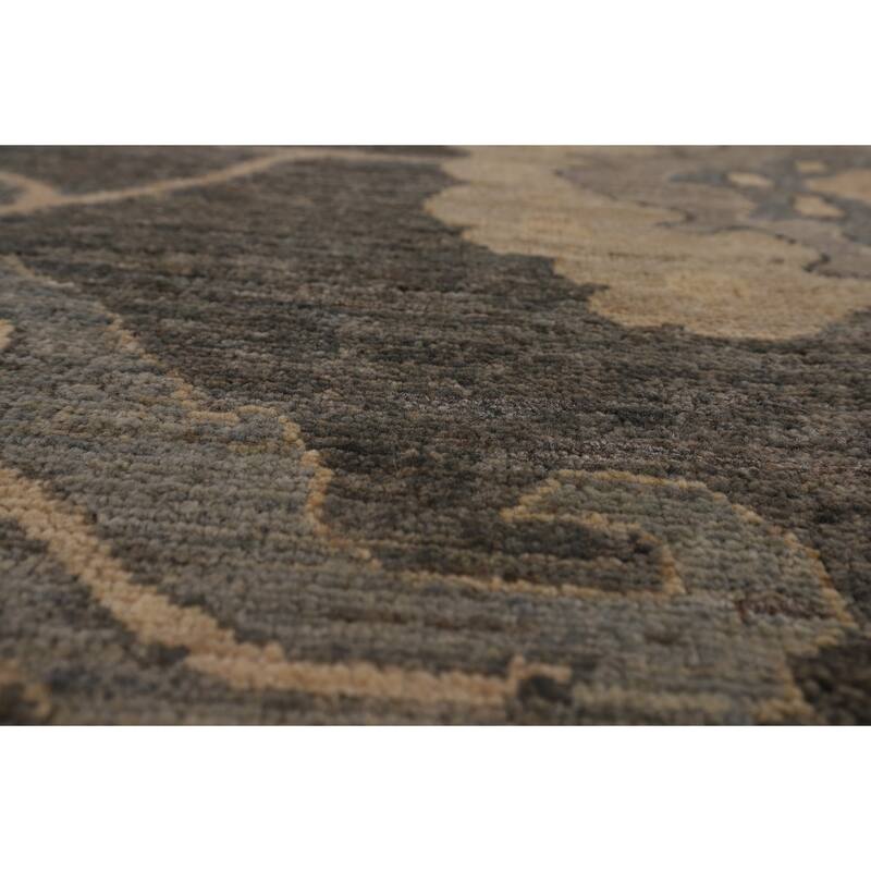Oushak Turkish Area Rug Hand-Knotted Grey Transitional Wool Carpet - 8'10"x 11'7"