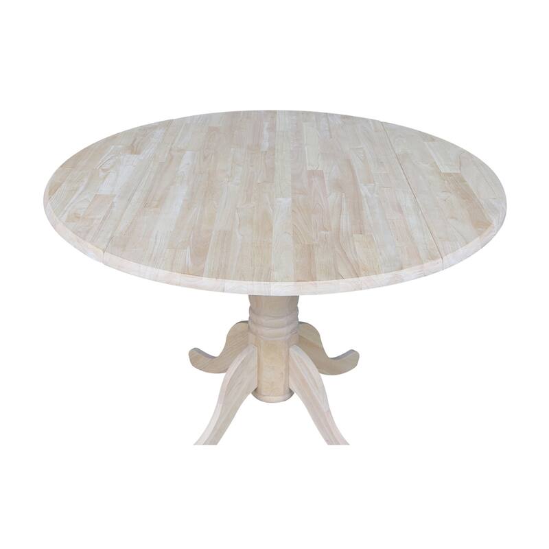 Round Pedestal Base Solid Wood 42-inch Drop-leaf Dining Table