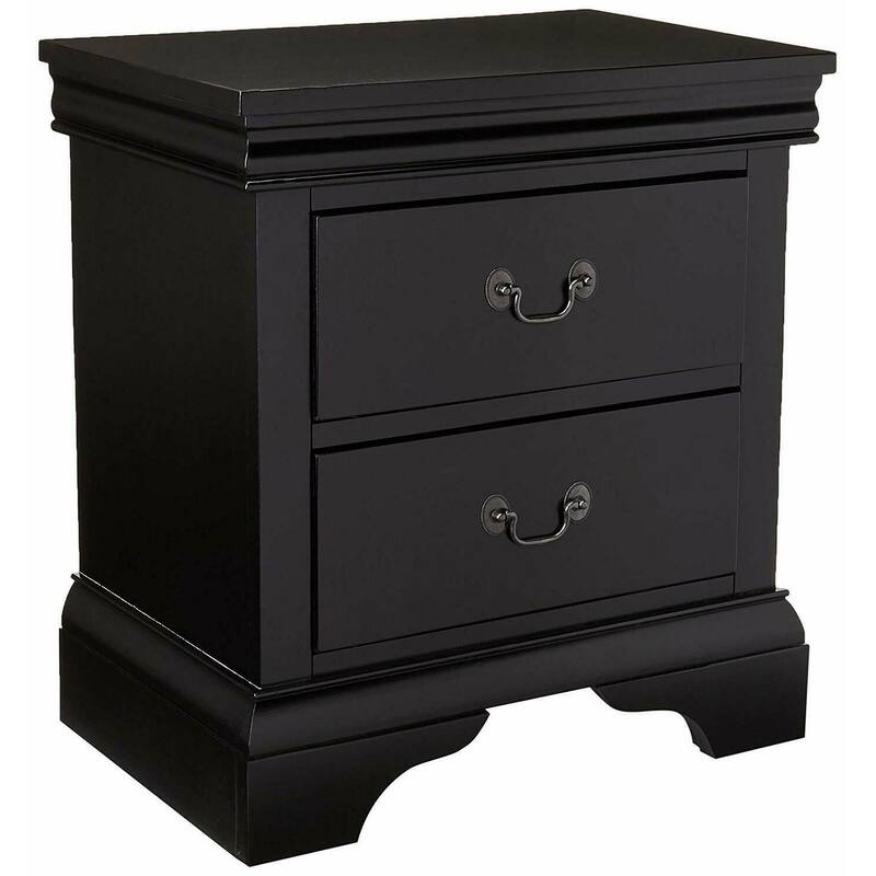 Pemberly Row Solid Wood Nightstand, Side Table with 2 Drawers and Metal Handles, Decorative Table with Wooden Top
