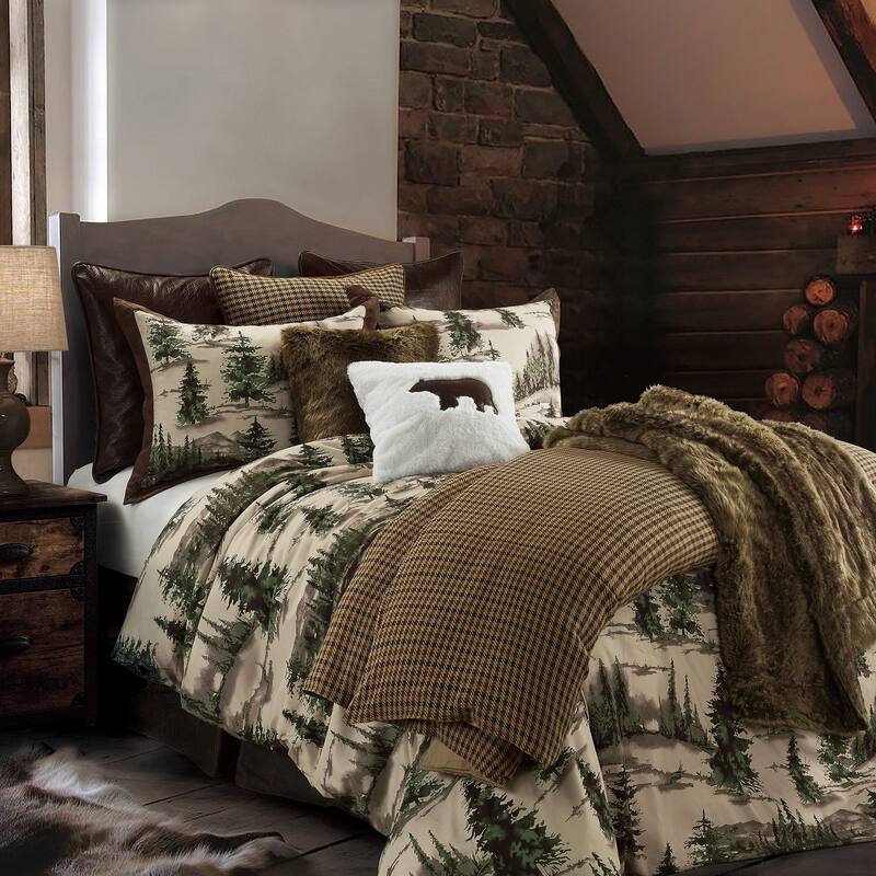 Paseo Road Joshua Pine Tree Print Western Lodge Rustic Cabin Cotton 3 Piece Comforter Set - King