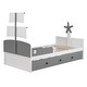 preview thumbnail 8 of 7, Gray Twin Size Pine Wood Boat-Shaped Platform Bed with Trundle and Storage, Sturdy Slats and Rails