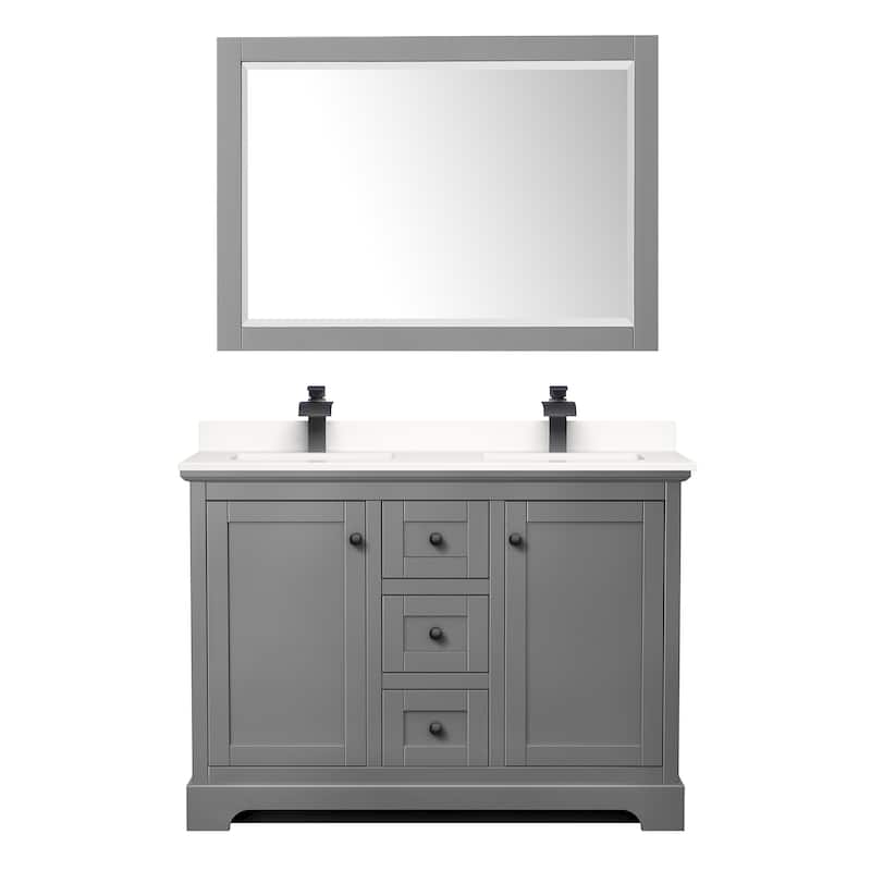 Avery 48-inch Double Vanity, Quartz Top, 46-inch Mirror