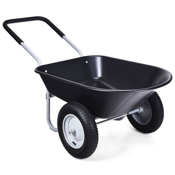 Dual Wheel Home Utility Wheelbarrow Heavy Duty Garden Cart On