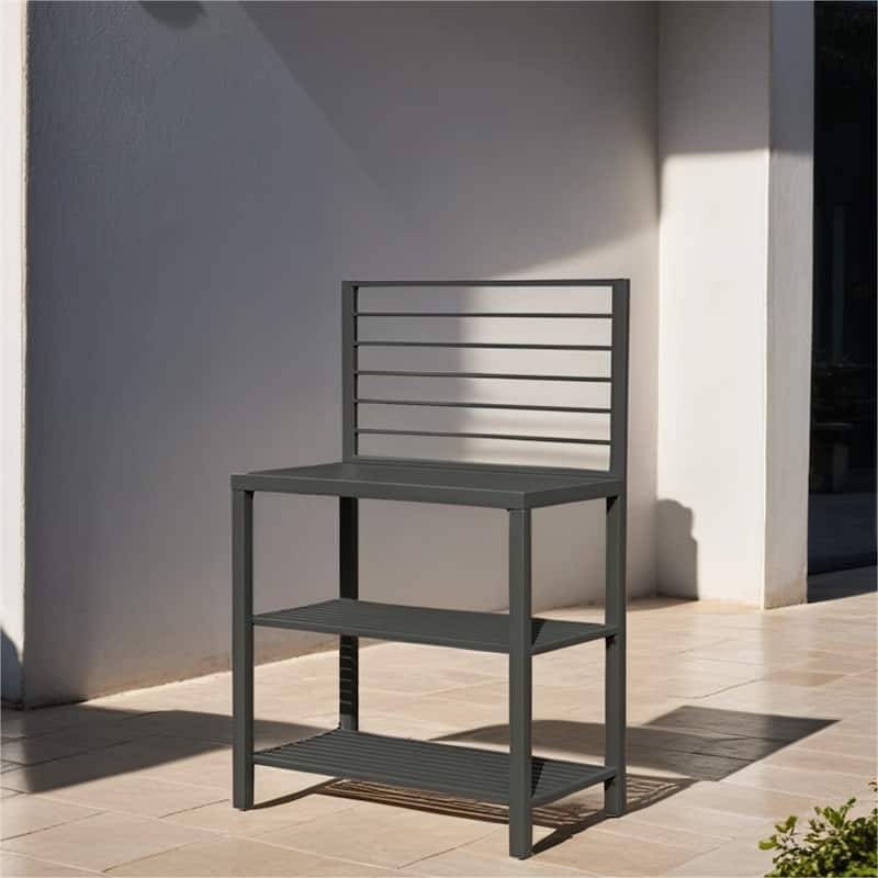 Outdoor Aluminum Kitchen Island with Storage Rack
