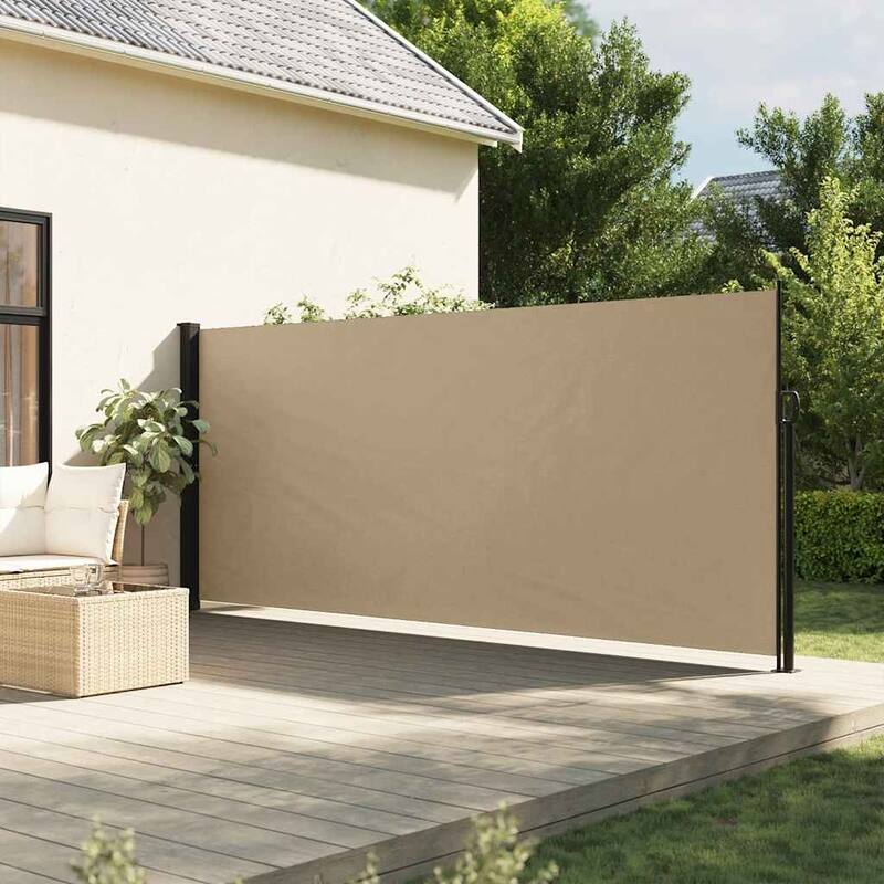 vidaXL Retractable Side Awning Patio Sun Shade Freestanding Privacy Screen - Beige (form1)