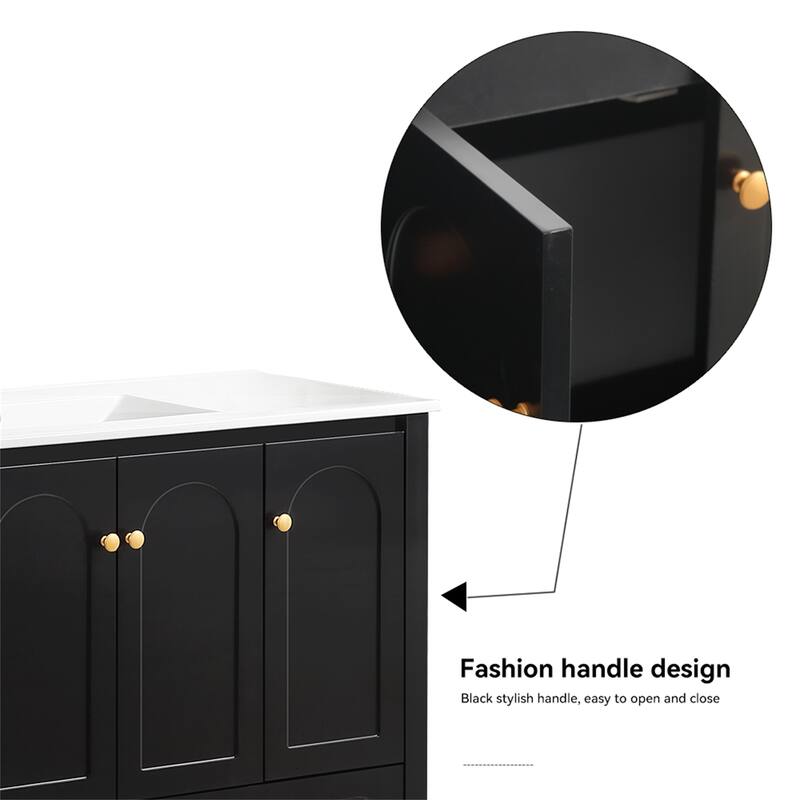 48" Black Bathroom Vanity with Ceramic Sink Combo