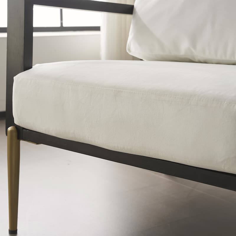 Low Back Accent Armchair with Gold Metal Legs