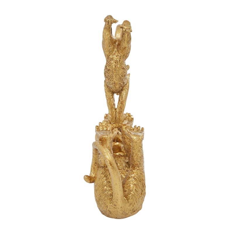 Polystone Monkey Decorative Sculpture - Gold - Roche River Decor