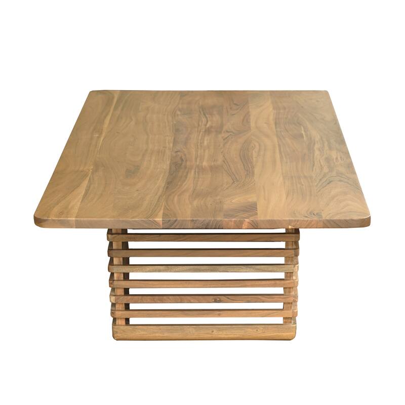 Sevita Round Mango Wood and Marble Modern Coffee Table, 36"W x 36"D x 18"H - 36"W x 36"D x 18"H