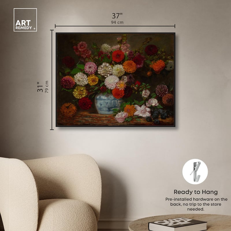 Still Life with Dahlias Canvas by Art Remedy