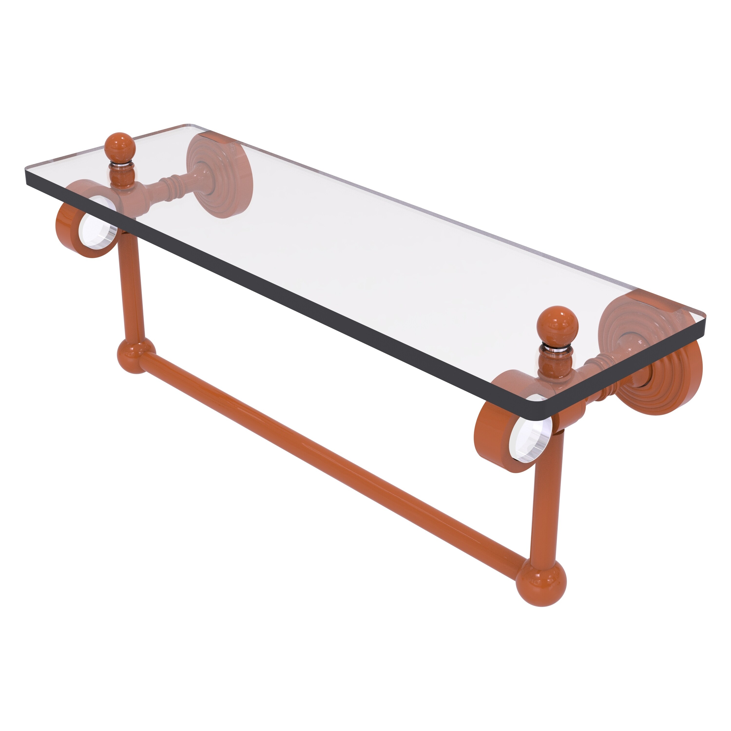 Allied Brass Pacific Grove Collection 16 Inch Glass Shelf with Towel Bar
