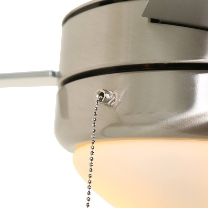 52" Modern Silver Indoor Flush Mount Ceiling Fan with Light - 52" Dia × 17.7" H